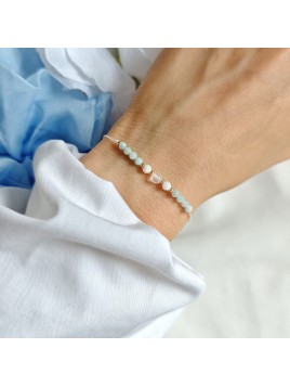 bransoletka z kamieni naturalnych amazonit i muszla