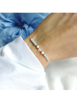 bransoletka z kamieni naturalnych amazonit i muszla