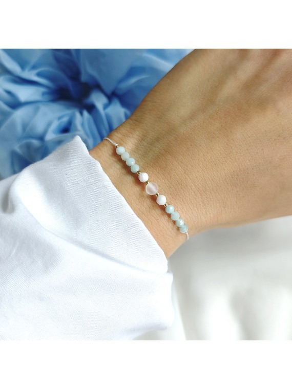 bransoletka z kamieni naturalnych amazonit i muszla