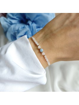 Bransoletka z akwamarynem kwarcem różowym i kryształem górskim