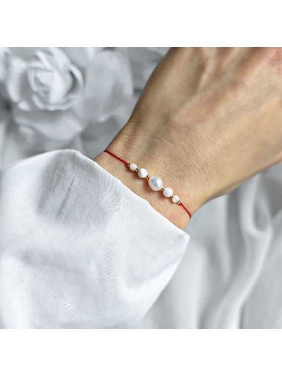Bransoletka szczęścia z perłą i masą perłową