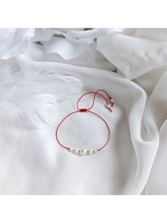 Bransoletka szczęścia z kamieni naturalnych masa perłowa i perła