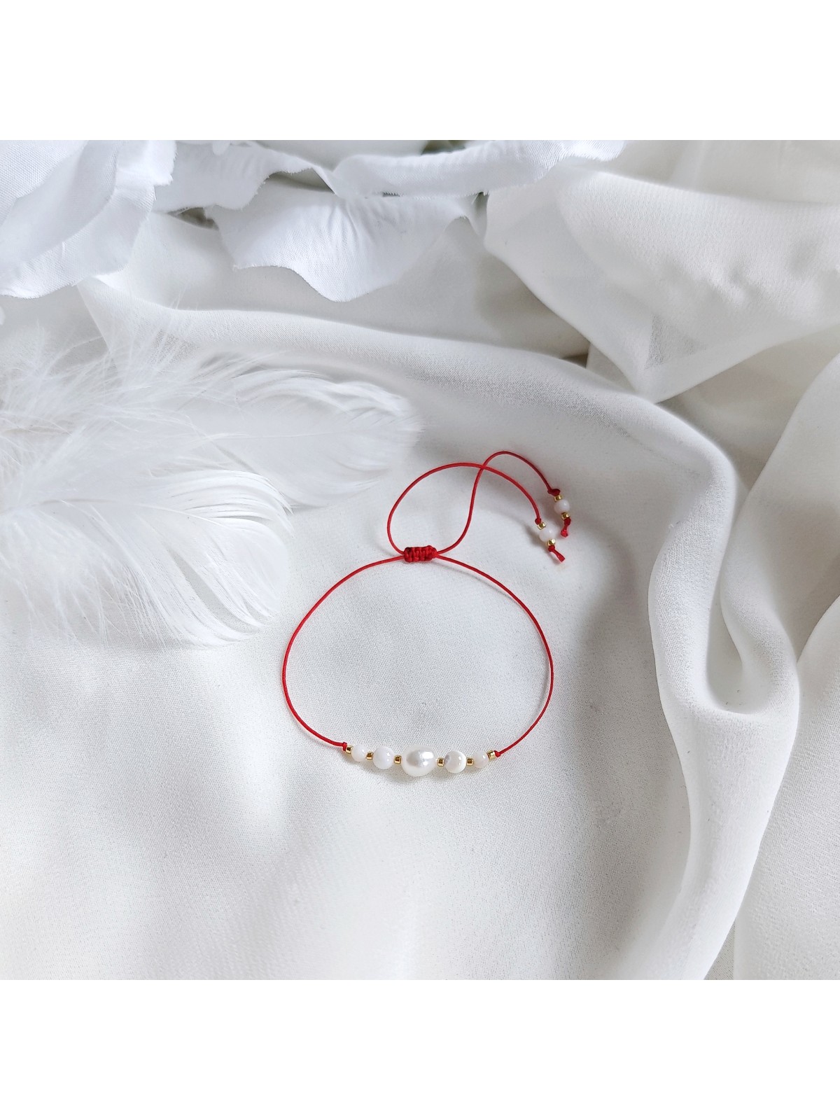 Bransoletka szczęścia z kamieni naturalnych masa perłowa i perła