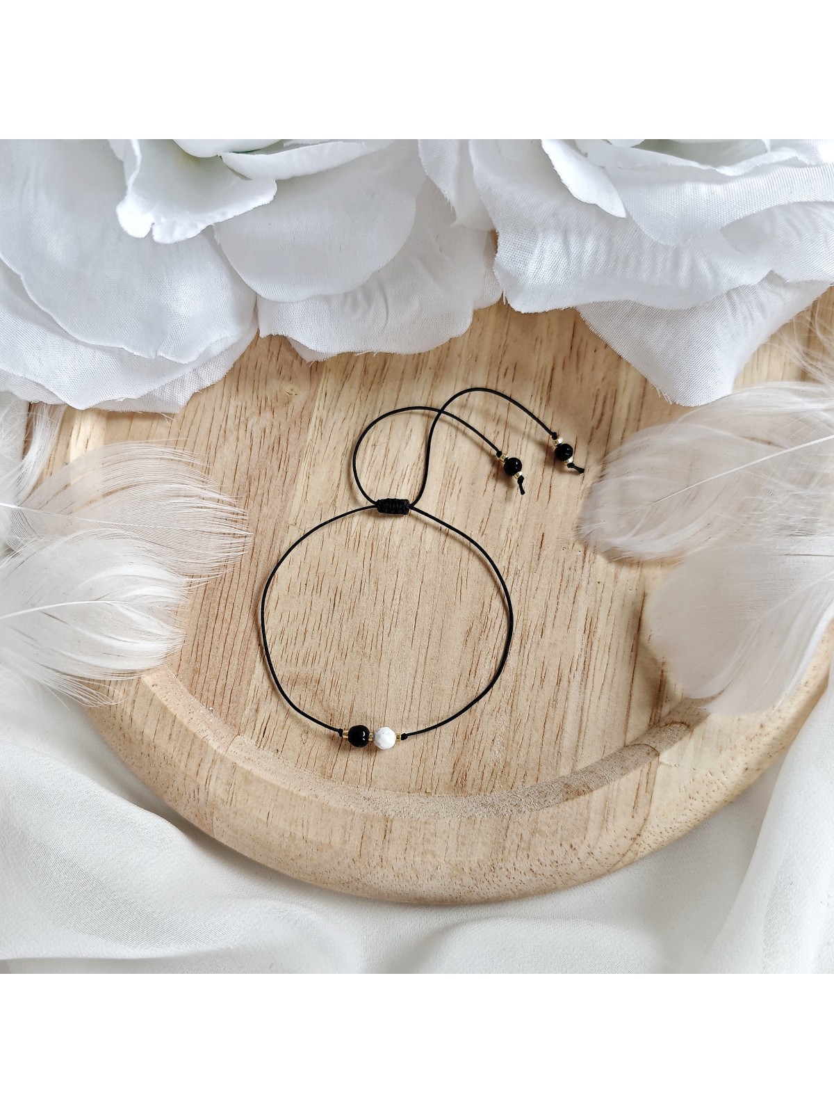 Bransoletka z Agatem i Onyksem Jing Jang