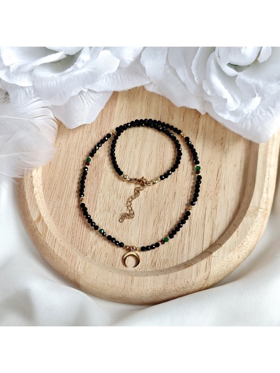 Naszyjnik z kamieni naturalnych z lunulą