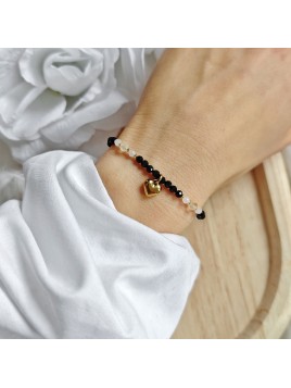 Bransoletka z serduszkiem z turmalinu kwarcu i cytrynu