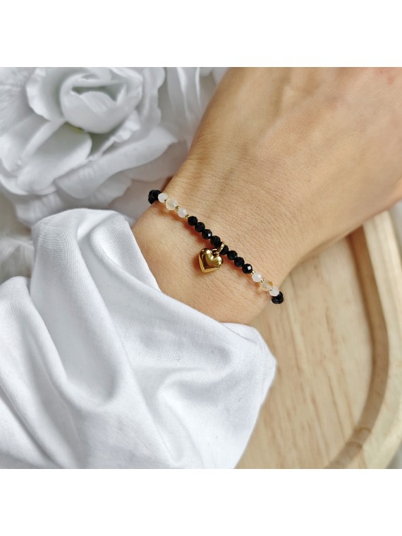 Bransoletka z serduszkiem z turmalinu kwarcu i cytrynu