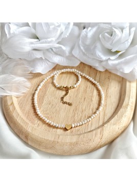 Naszyjnik z pereł naturalnych z serduszkiem