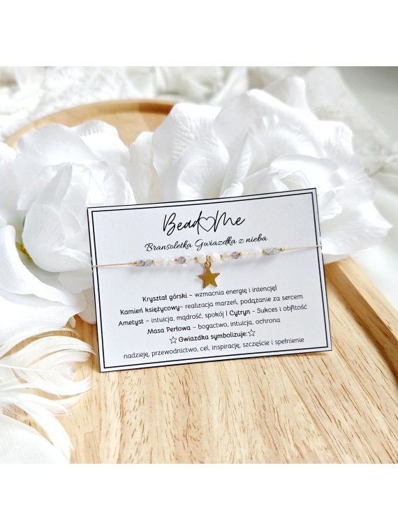 Bransoletka Świąteczna z gwiazdką kamienie naturalne