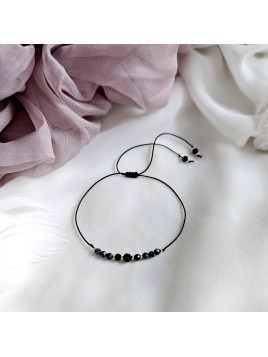 bransoletka z turmalinem spinelem i obsydianem szarym