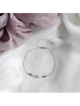 Bransoletka z cytrynem kryształem górskim i labradorytem