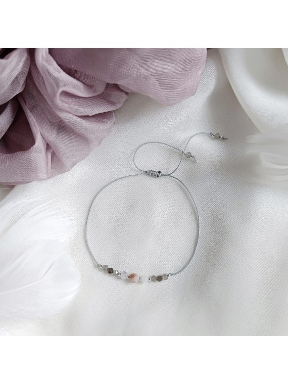 Bransoletka z cytrynem kryształem górskim i labradorytem