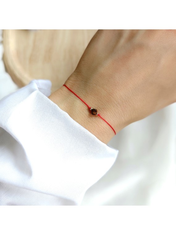 Bransoletka z tygrysim okiem na czerwonym sznurku