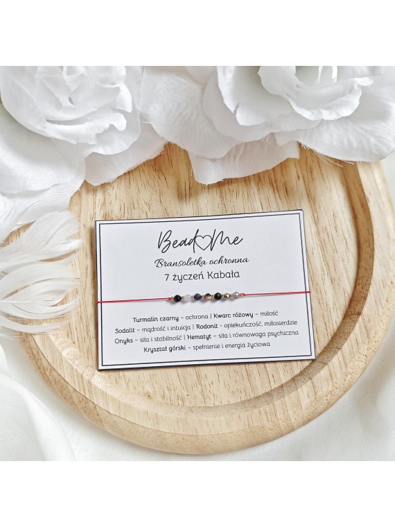 Bransoletka szczęścia z czerwonego sznurka i kamieni naturalnych