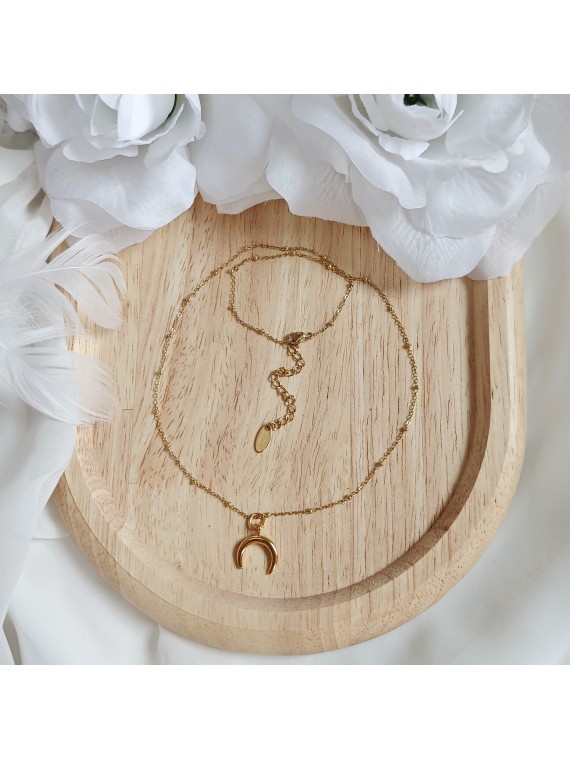 Złoty łańcuszek kulkowy z półksiężycem