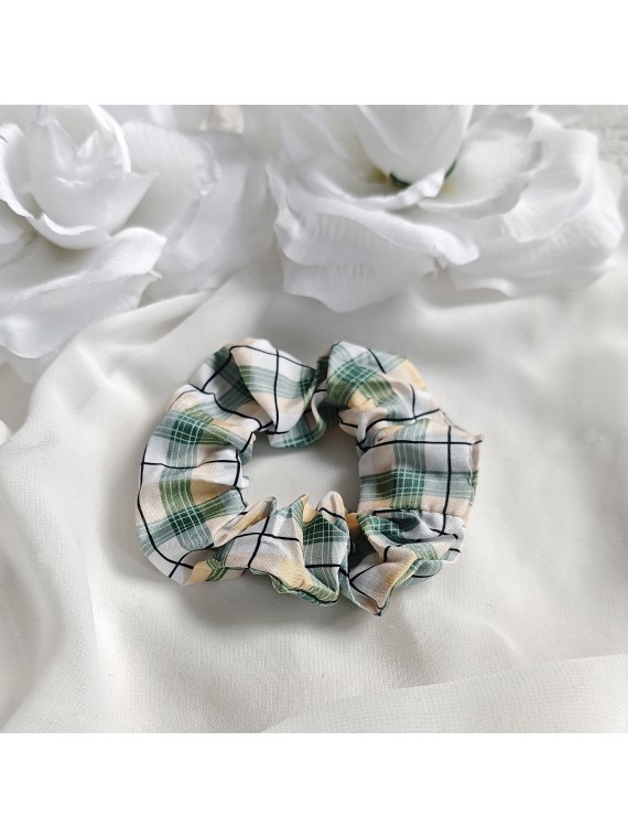 Frotka w zieloną kratkę gumka do włosów