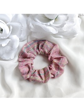 Gumka frotka do włosów czerwona w kratkę