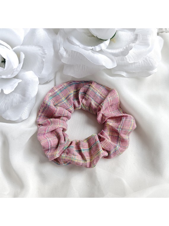 Gumka frotka do włosów czerwona w kratkę