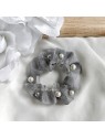 Gumka mała frotka z perłami szara mała