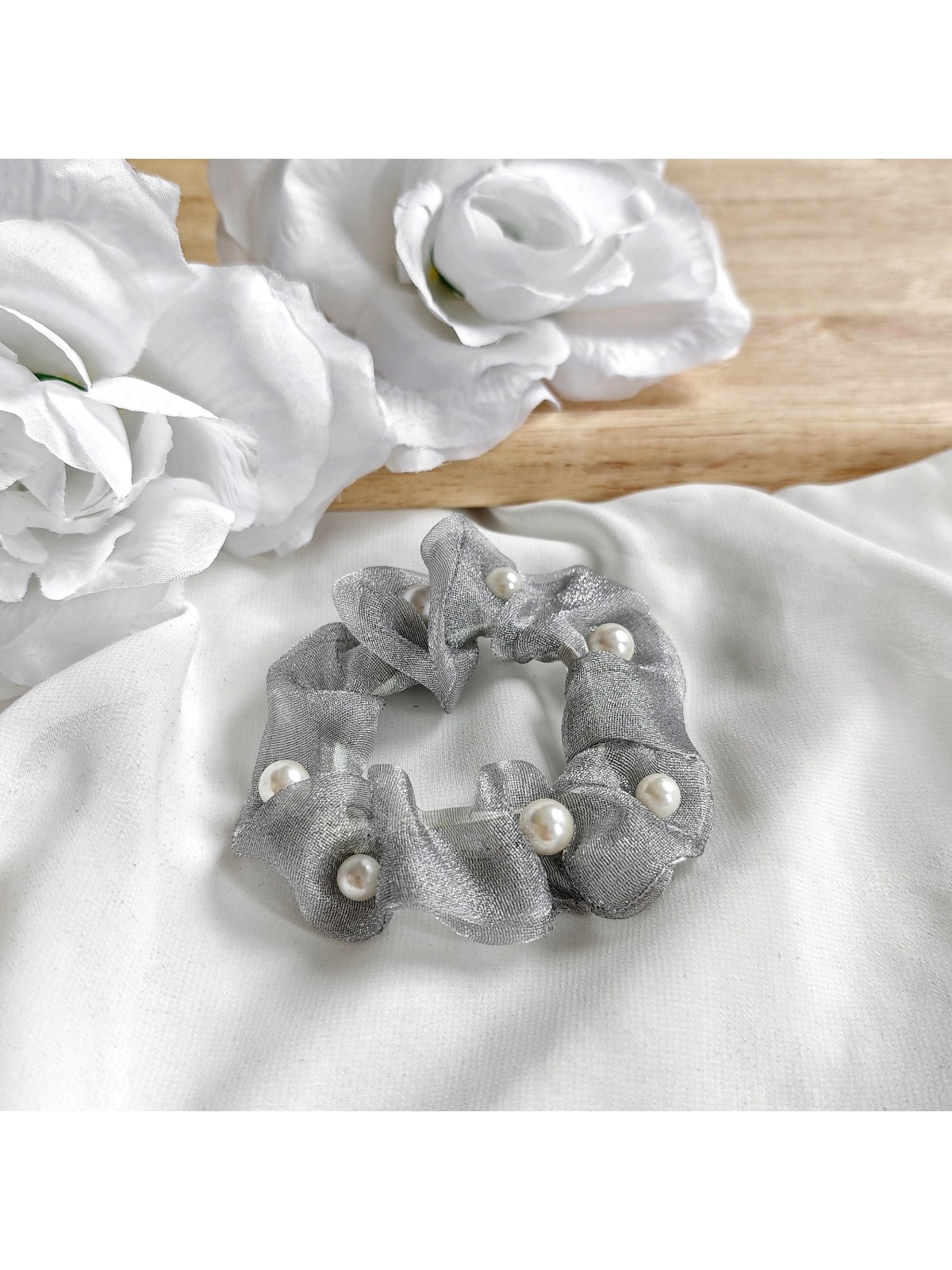 Szara frotka z perełkami mała