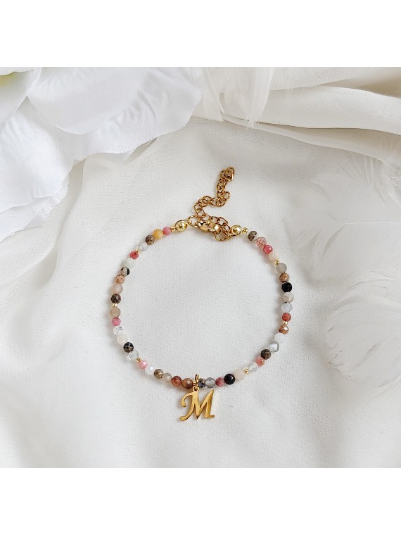 Bransoletka z kamieni z literką