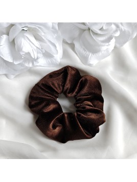 Gumka frotka scrunchie brązowa czekolada Welurowa