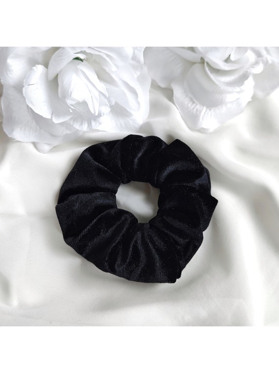 Gumka frotka scrunchie czarna Welurowa