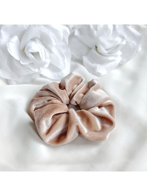 Gumka do włosów scrunchies welurowa kremowa