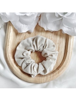 Gumka frotka do włosów Scrunchies lniana beżowa