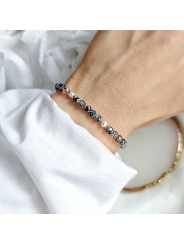 Bransoletka z agatu z perłami naturalnymi