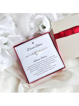 Bransoletka na dzień babci z masy perłowej Jadeitu i Kamień Księżycowy