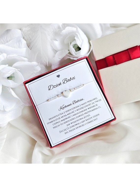 Bransoletka na dzień babci z masy perłowej Jadeitu i Kamień Księżycowy