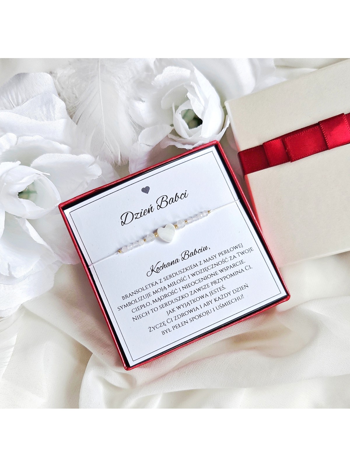 Bransoletka na dzień babci z masy perłowej Jadeitu i Kamień Księżycowy