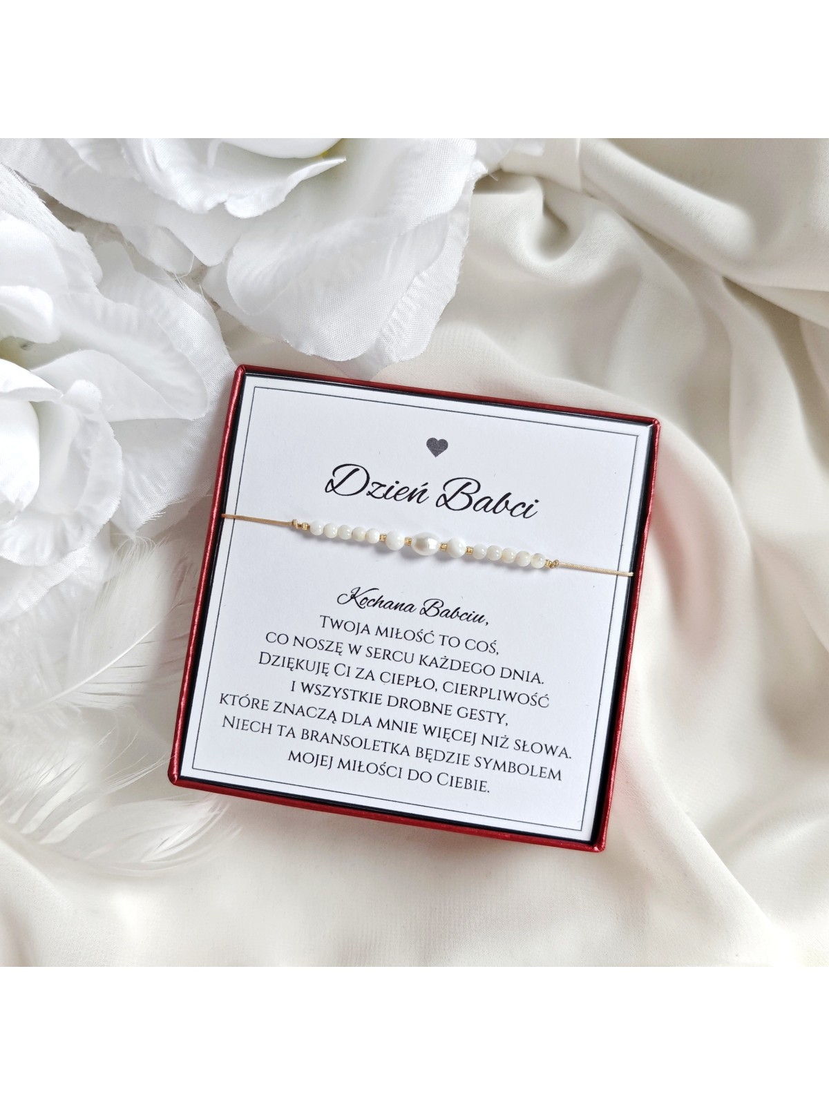 Bransoletka z perłą i z masy perłowej na Dzień Babci