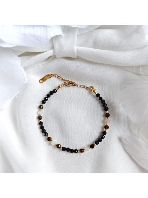 Bransoletka z czarnego turmalinu cytrynu i tygrysiego oka