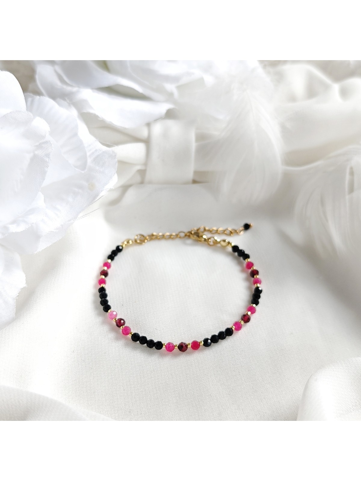 Zapinana bransoletka z turmalinem i granatem