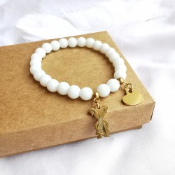 Bransoletka z koralików z Grawerem Zawieszka dziecko i Serduszko