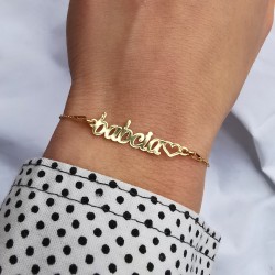 Złota bransoletka z napisem babcia zapinana