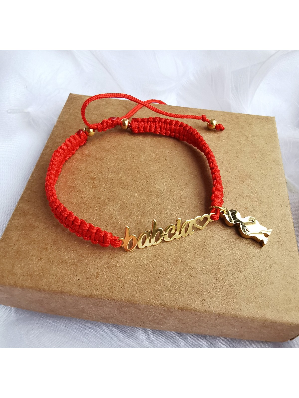 Bransoletka z napisem babcia z serduszkiem z grawerem