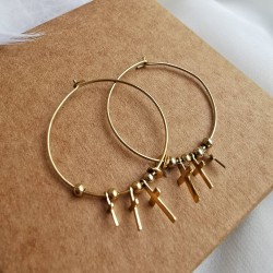 Kolczyki złota Koła z krzyżykami