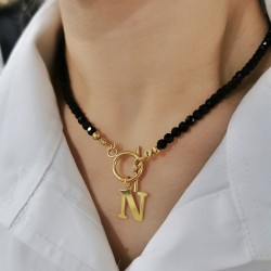 Naszyjnik Czarny Choker z literką