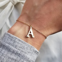 Bransoletka złota z literką A zawieszka Litera Stal Chirurgiczna