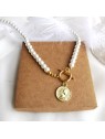Naszyjnik handmade z koralików z monetą Naszyjnik handmade z koralików z monetą