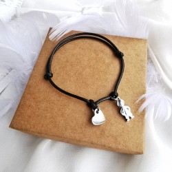 Bransoletka z zawieszką serce i dziecko z grawerem