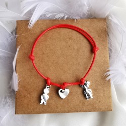 Bransoletka z Grawerem Dziecko Serce bransoletka na sznurku Srebrna