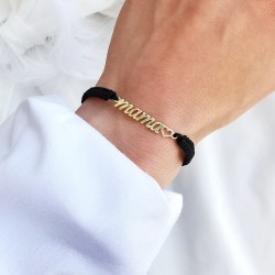 Bransoletka z napisem mama i serduszkiem na sznurku pleciona