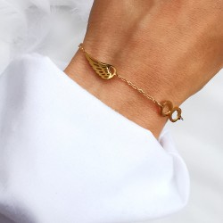 Bransoletka złota z nieskończonością i skrzydełkami