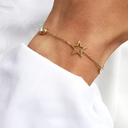 Bransoletka złota z gwiazdkami i cyrkonią stal chirurgiczna