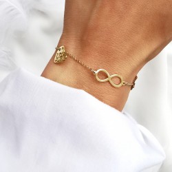 Bransoletka Nieskończoność Serce i Medalik Złota stal chirurgiczna