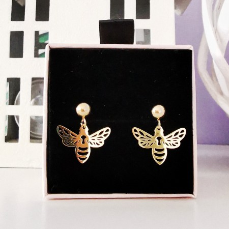 Kolczyki pszczółki ze złotej stali chirurgicznej